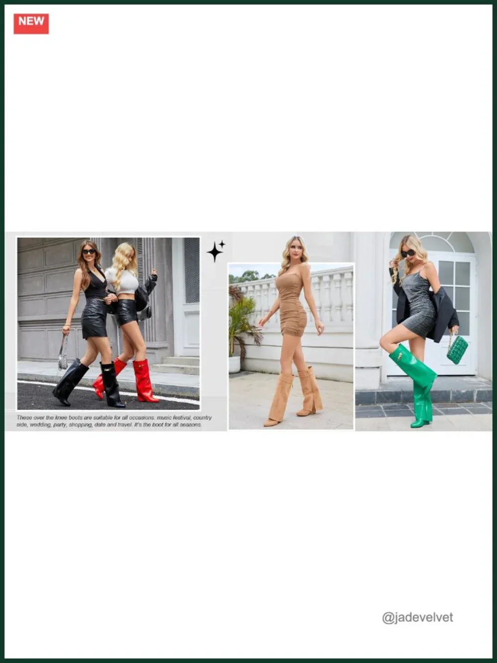 Women's Fold Over Knee High Shark Boots 4-Inch Wedge Heel Side Zipper